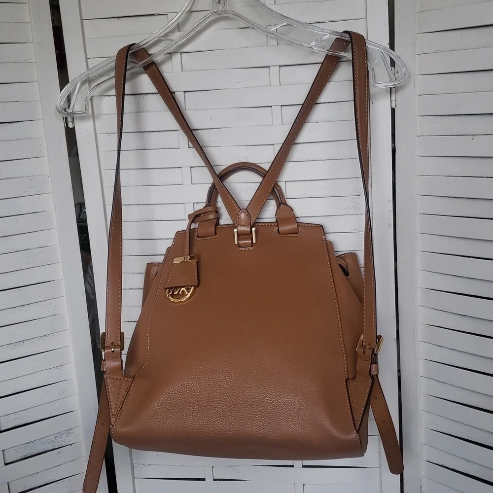 Michael Kors Remi Tan Leather Backpack